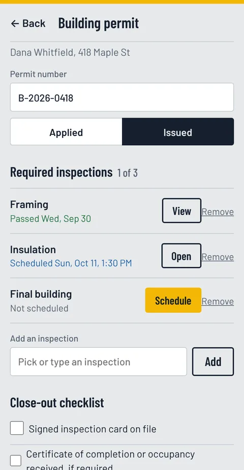 Tapeline permit screen